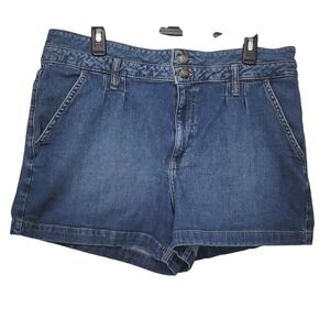 Lee Denim Shorts Womens 16 Medium Blue Excellent High Rise Stretch Pleated Front